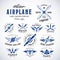 Vintage Vector Airplane Labels Set with Retro