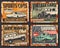 Vintage vehicles and sport cars rusty plates