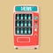 Vintage vending machine with drinks. Retro style. Purchase of water