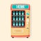 Vintage vending machine with drinks. Retro style. Purchase of water