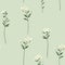 Vintage Verbena Wallpaper With Small White Flowers On Green Background