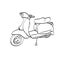 Vintage Vespa motorcycle illustration vector hand drawn isolated on white background line art