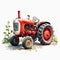 Vintage Vibe: Hand Drawn Red Tractor Illustration with Farming Accents AI Generated