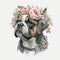 Vintage Vibe Shabby Chic Dog in a Field of Flowers