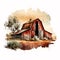 Vintage Vibes: Old Western Barn Farm in Stunning Watercolor AI Generated