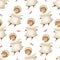 Vintage Victorian doll watercolor seamless pattern