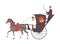 Vintage Victorian era carriage with horse, flat vector illustration isolated.