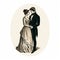 Vintage Victorian Romantic Couple Print On White Background