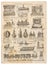 Vintage victorian toys collection Antique advertising Old engraved picture