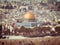 Vintage view of Dome of the Rock and Dome of the Chain on the Temple Mount in Jerusalem