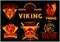 Vintage viking emblems set with scandinavian elements on dark background
