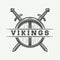 Vintage vikings motivational logo, label, emblem, badge
