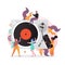 Vintage vinyl music vector concept for web banner, website page