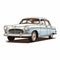 Vintage Volvo Car Drawing In Mid-century Illustration Style