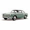 Vintage Volvo Car In Green On White Background Danish Design Illustration