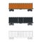 Vintage wagon container train. Three different options: color, silhouette, outline