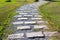 Vintage Walkway through glass lawn in public park