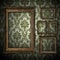 Vintage wall background with empty gold frame