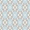 Vintage wallpaper. Modern geometric pattern, inspired by old wallpapers. Nice retro colors - grey beige and calm blue.