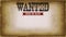 Vintage wanted western poster background animation
