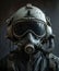 Vintage war pilot mask, gas mask and goggles, apocalypse Air force pilot helmet, survivor helmet with gas mask.