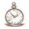 Vintage watch clock dial isolated sketch retro male accessory