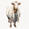 Vintage Watercolor Cow Dressed In White - Uhd Image