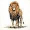 Vintage Watercolor Lion Illustration - Realistic Lifelike Figure