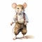 Vintage Watercolor Painting Of Stylish Mouse In Suspenders