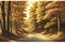 A vintage watercolor painting of a winding country road disappearing into a forest.