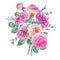 Vintage watercolor pink english roses