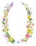 Vintage watercolor summer meadow wildflowers wreath