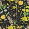 Vintage watercolor summer yellow meadow wildflowers seamless pattern