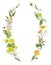 Vintage watercolor summer yellow meadow wildflowers wreath