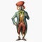 Vintage Watercolored Bird Person Costume Illustration