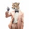 Vintage Watercolored Cheetah Illustration - Full Body No Background Single Figur