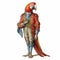 Vintage Watercolored Parrot In Detailed Costume Illustration