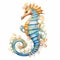 Vintage Watercolored Seahorse Art: Full Body Single Figur - No Background