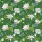 Vintage Waterlily Flowers in Watercolor Style. Seamless Background