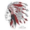 Vintage WaterÑ„Man in the Native American Indian chief. Black roach. Indian fecolor lily. Vector Illustration