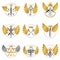 Vintage Weapon Emblems set. Heraldic coat of arms decorative emblems collection