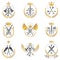 Vintage Weapon Emblems set. Heraldic signs vector vintage elemen