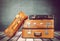 Vintage weathered leather suitcases