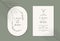 Vintage wedding invitation card set template with leaves and twigs. Oval and arch elegant shape.