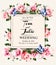 Vintage wedding invitation desing with coloful flowers