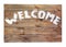 Vintage Welcome wooden sign isolated on white background.