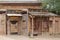 Vintage western saloon mud brick shack front door