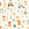 Vintage Whimsy: Delicate Pattern of Vintage Toys in Pastel Tones