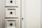 Vintage white wooden cupboard doors with metal handles