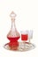 Vintage wine decanter and two glasses